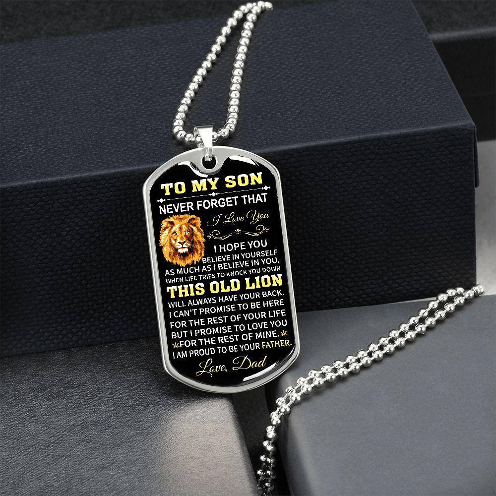 TO MY SON, LOVE DAD - NEVER FORGET - DOG TAG - GEMSYOUWONTFORGET