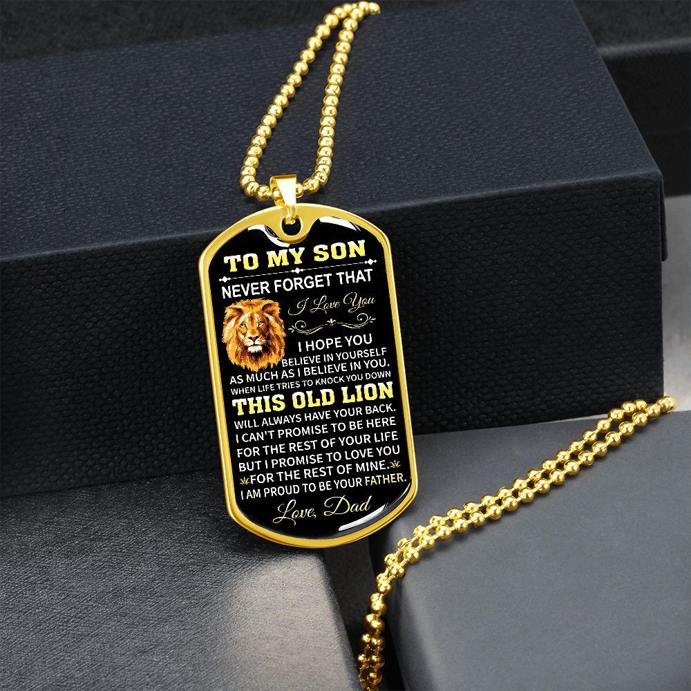 TO MY SON, LOVE DAD - NEVER FORGET - DOG TAG - GEMSYOUWONTFORGET