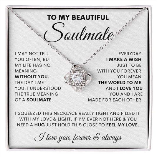 TO MY BEAUTIFUL SOULMATE- LOVEKNOT NECKLACE - GEMSYOUWONTFORGET
